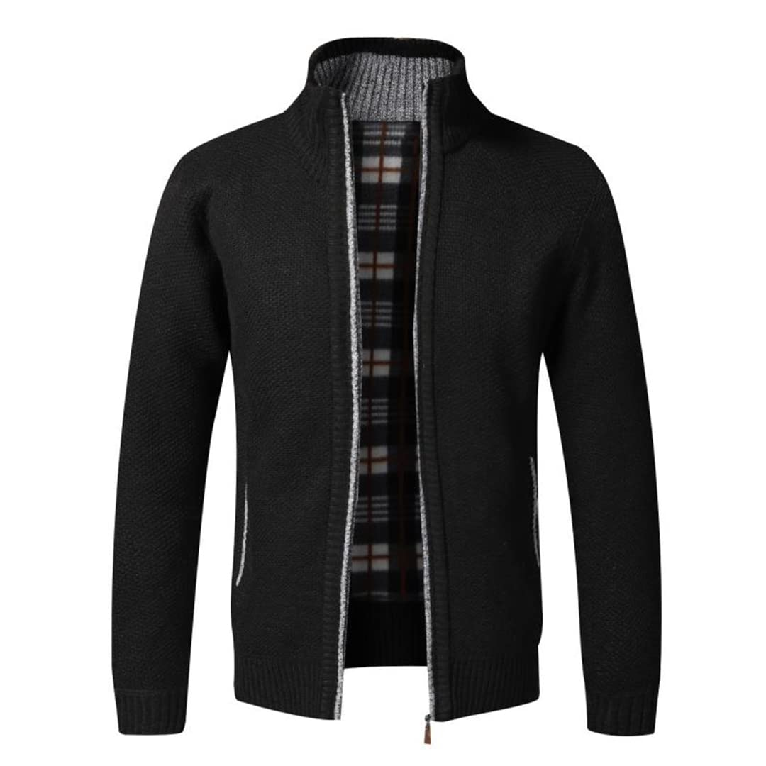 Vogrtcc Otoño Invierno Cálido Cardigan Hombres Fleece Zipper Suéteres Chaquetas
