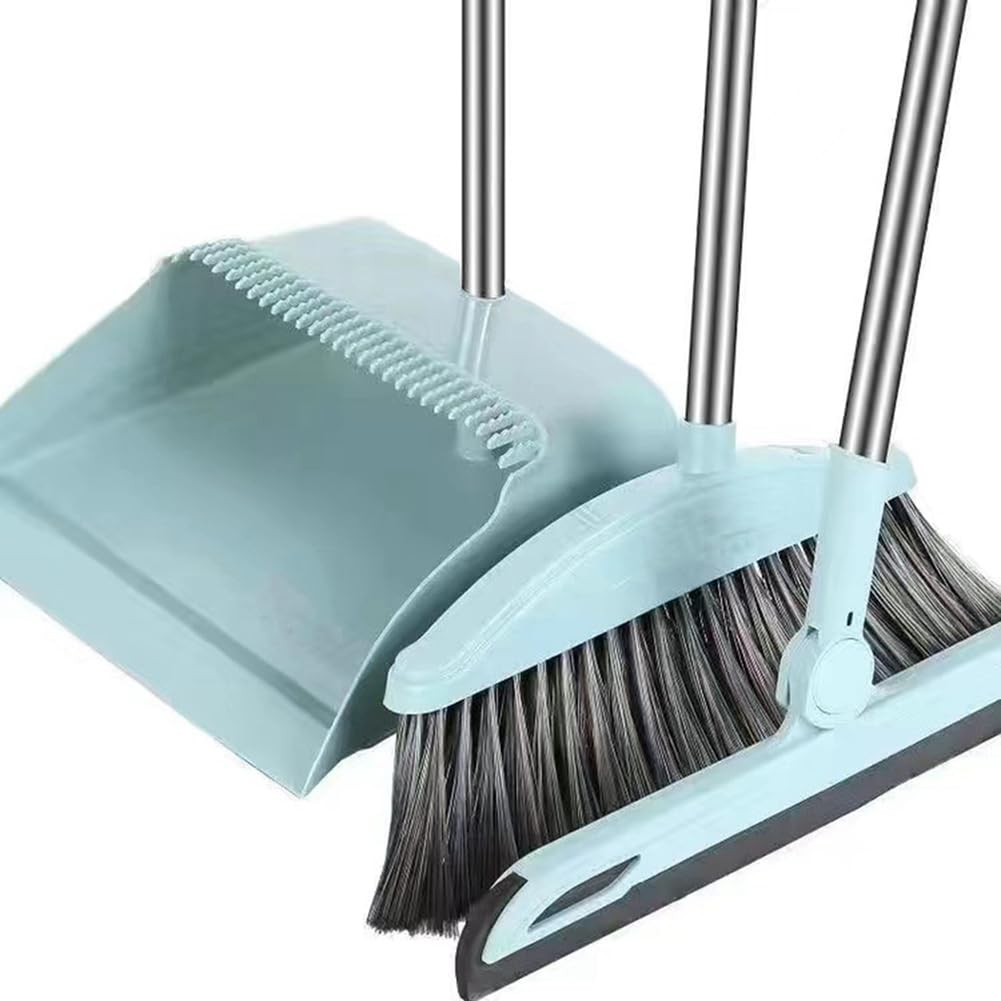 Plookyoe Blue Dustpan Broom Set Floor Wiper Household Cleaning Long Handle Cleaning Set For Lobby Household Kitchen Cleaning