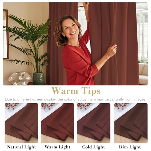 Image of H.VERSAILTEX Blackout Curtains Thermal Insulated Window Treatment Panels Room Darkening Blackout Drapes for Living Room Back Tab /Rod Pocket Bedroom Draperies (2 Panels, Rust, 42 x 84 Inch)