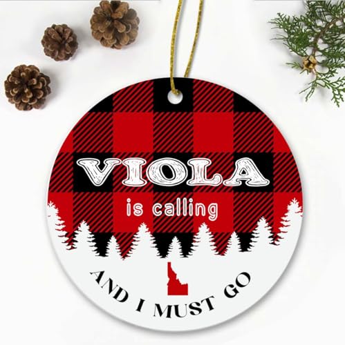 Viola, ID Christmas Ornaments Viola is Calling and I Must Go Viola Idaho Traveling Souvenir Ornament Hometown Keepsake 3