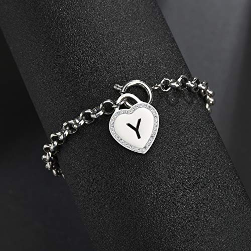 Image of CaleesLLC Letter A to Z Initial Charm Bracelet Adjustable Stainless Steel Anklet Personalized Wrist Link for Women
