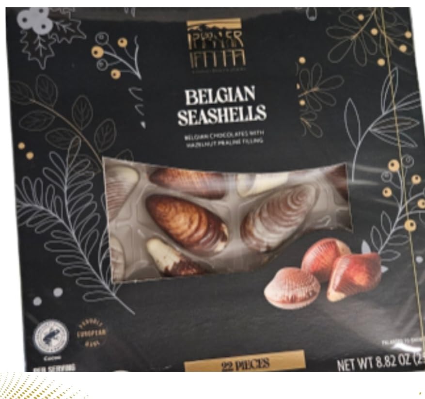 Belgian Chocolate Seashells, Belgian Chocolates with Hazelnut Praline Filling, 20 Pieces, Imported from Belgium 8.8oz/250g (Pack of 1)