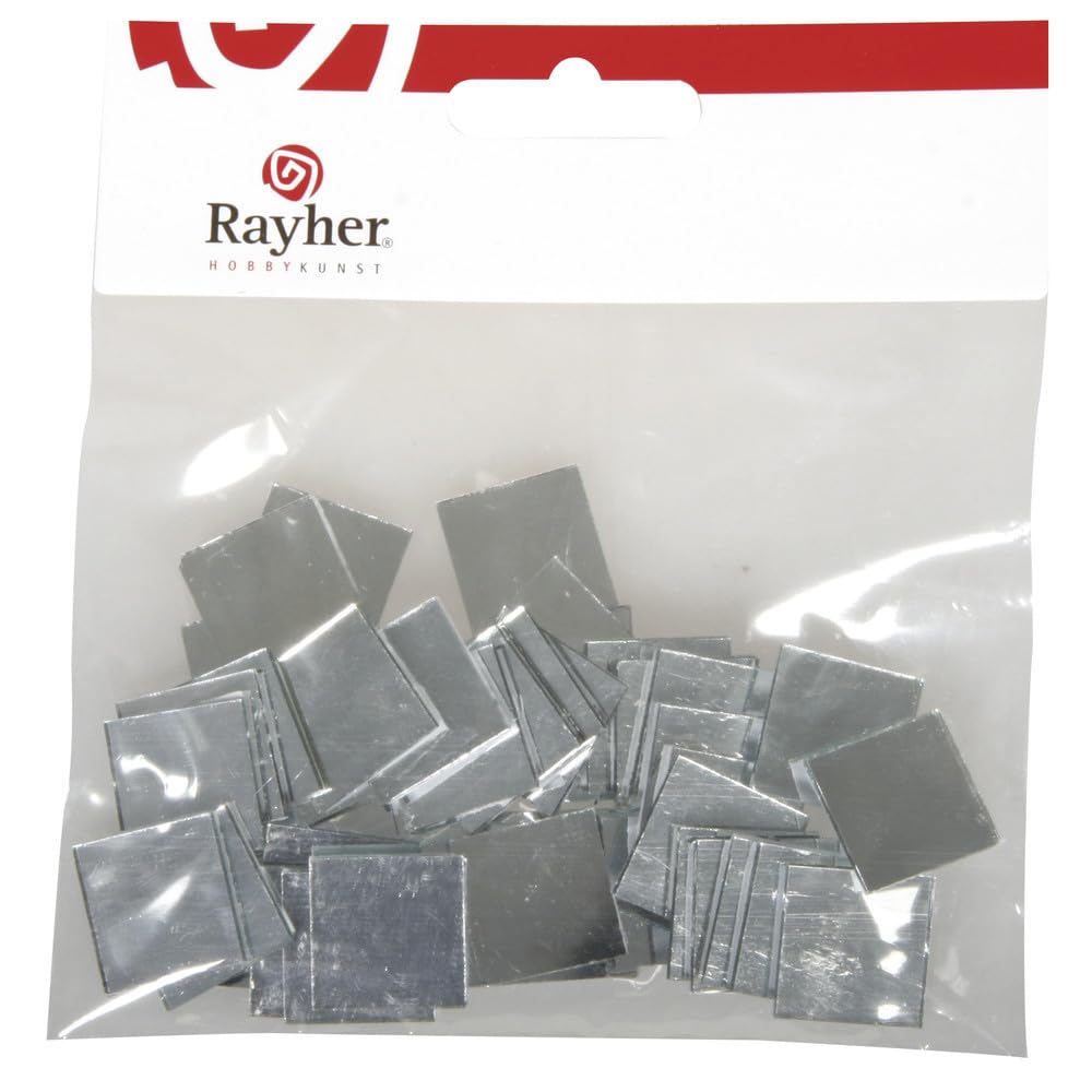 Rayher 14547606 Mirror Mosaic Self-Adhesive Other Material, Silver, 2 x 2 cm