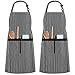 InnoGear 2 Piezas Ajustables Delantales Bib Delantales Impermeables del Cocinero con 2 Bolsillos Cocina Delantales (Negro Rayas, Poliéster Grueso)
