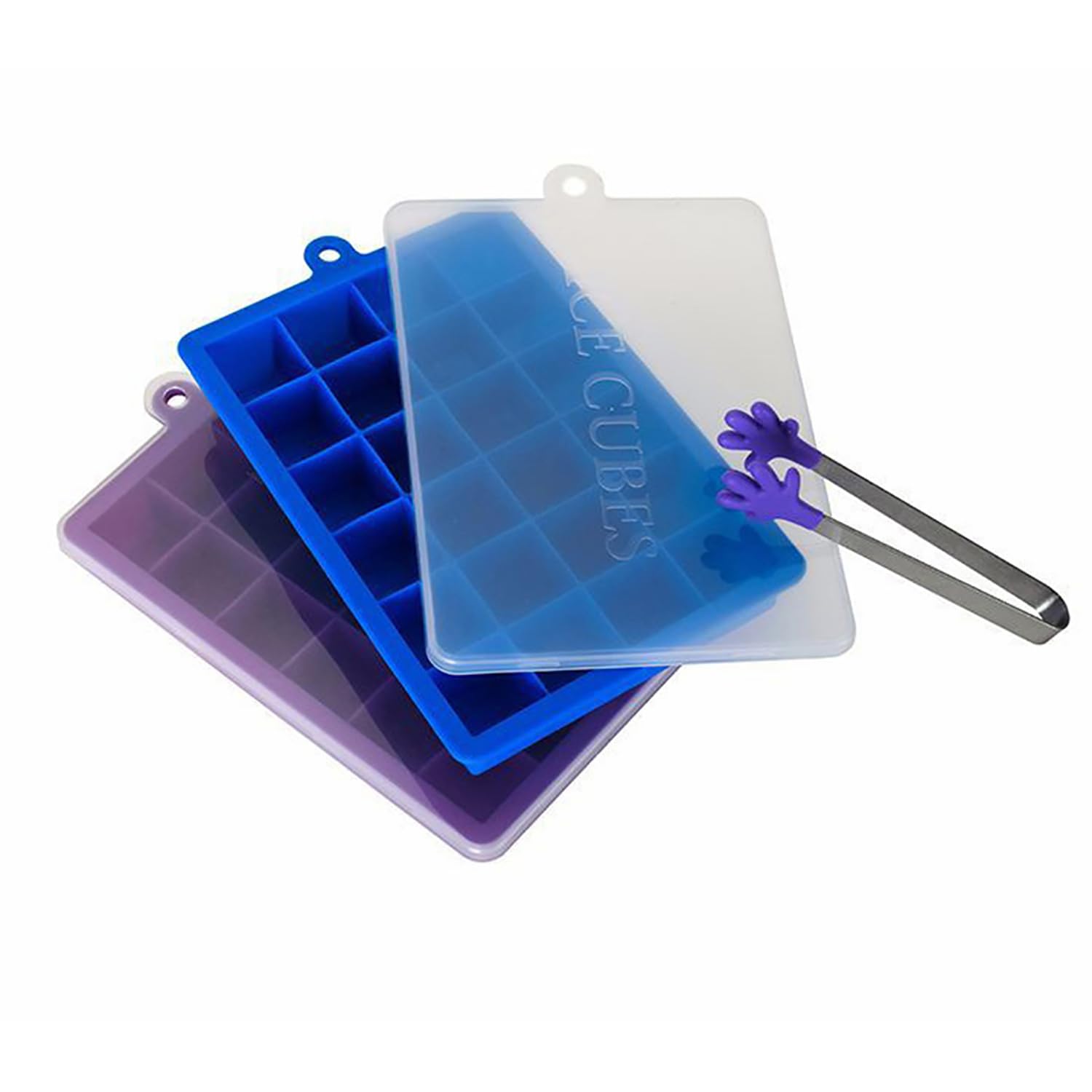 Bac à glaçons en silicone avec couvercle facile à démouler BPA pour jus, aliments pour bébé, chocolat, cuisson, congélation, empilable, passe au lave-vaisselle, 24 trous