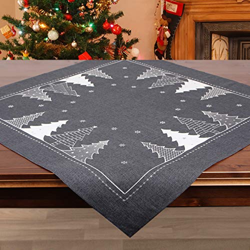 Tischdecke WINTERWALD grau, 85x85 cm, Moderne Mitteldecke zu Weihnachten