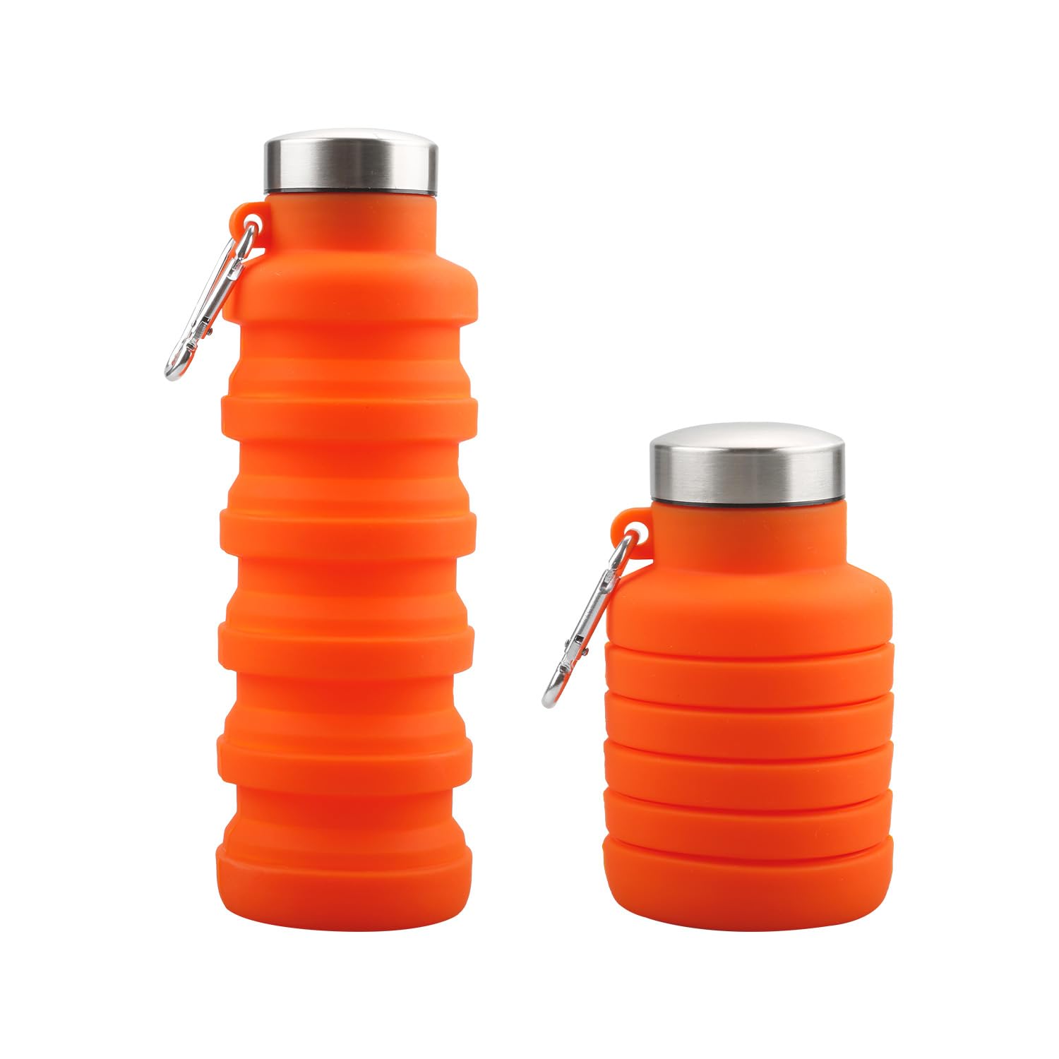 Tabanzhe Collapsible Water Bottle, BPA Free Silicone Travel Foldable Water Bottle 500ml, Leakproof Reusable Bottle for Gym Hiking Camping and Outdoor Activities(Orange)