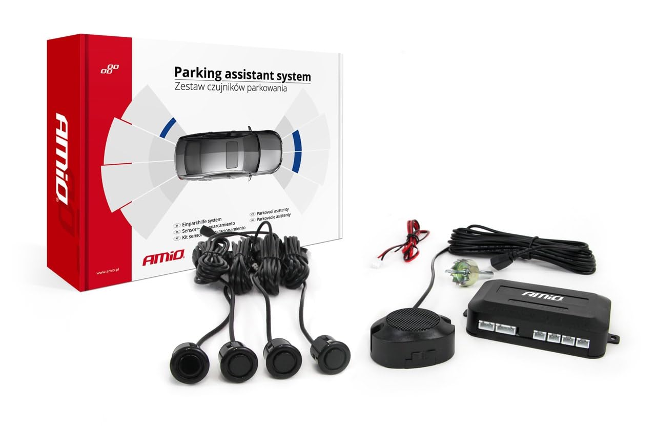 AMiO 01576 Kit Sistema de asistencia de aparcamiento con sensor negro