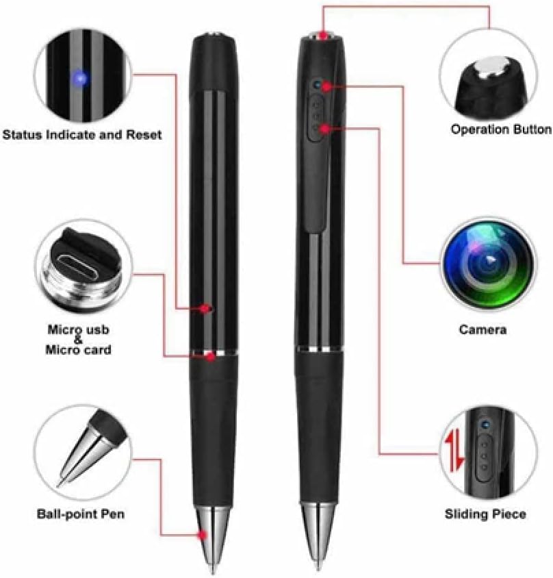 EYETECH 4k Full HD 1080p Video and Audio Recorder, 32GB Memory Card HD Video Recording 90 Minutes, Pen Camera Portable - V8 Black Indoor (Pen Camera 32gb) (Pen Camera 1)