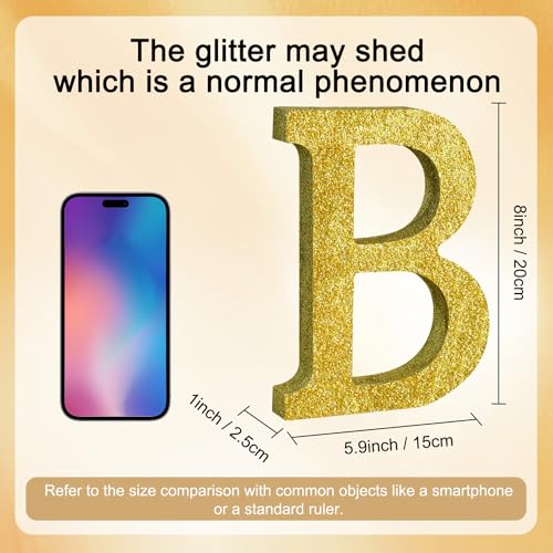 Image of TONIFUL 8 Inch Gold Glitter Letter B Table Centerpiece A-Z Gold Birthday Party Decorations,Gold Alphabet B for Birthday,Chrismas,Graduation,Bridal Shower,Wedding,Anniversary Party Supplies