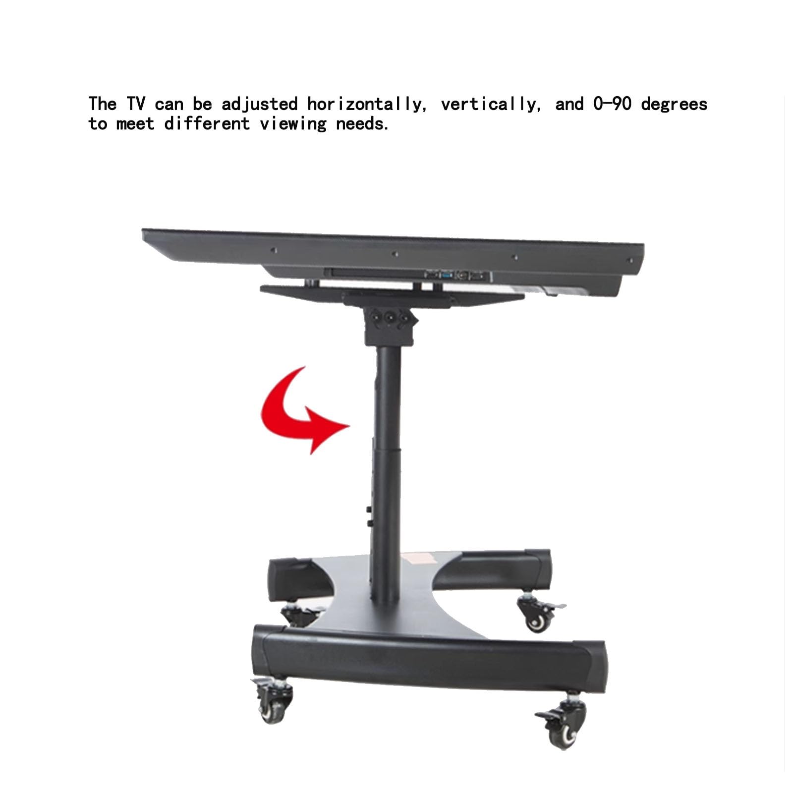 Support Mobile pour téléviseur à roulettes - Support de Sol réglable en Hauteur, pupitre Universel pour Salle de conférence, Chariot Bas inclinable de 0 à 90 degrés,Black
