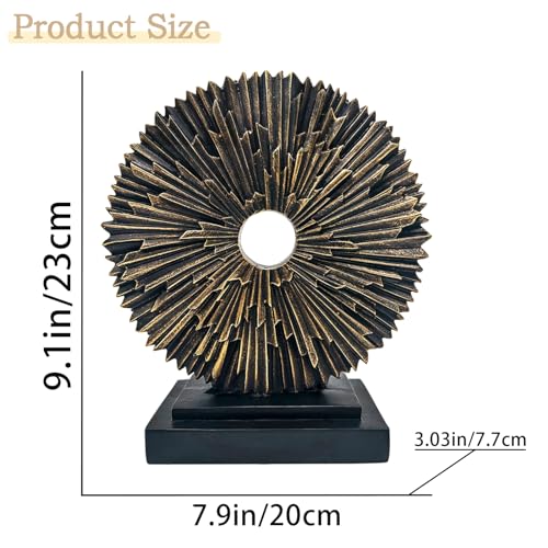 aboxoo Abstract Staute,Modern Decorative Home Decor,Office Desk Sculpture for Men,Creative Round Line Ornament for Bookshelf,Bedroom,Desktop,Dining Table(Copper Black) - Image 4