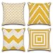 Ohok Funda de cojín geométrica de ondulación con diseño de funda de almohada para sofá, casa, salón, dormitorio, decoración de 4 piezas (50 x 50 cm, amarillo)