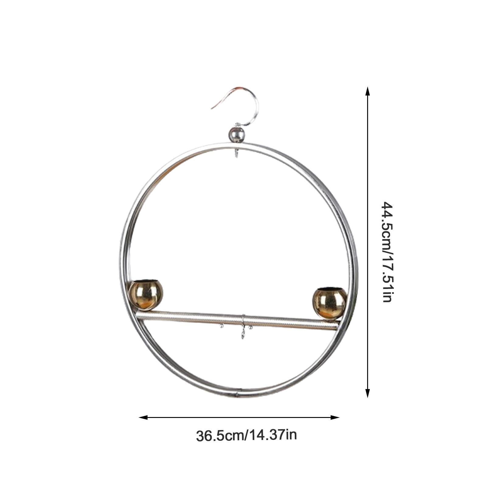 Supporto per uccelli in acciaio inox, altalena rotonda per pappagalli, supporto per pappagallo, supporto per altalena, design a doppia nappa, antiruggine, con gancio, per animali