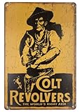 Forever_USA Tin Metal Wall Sign | Colt Revolvers 8 x 12 in. | Classic Decorative Wall Plaque Poster for Room Garage Man Cave | Wild West Vintage Style