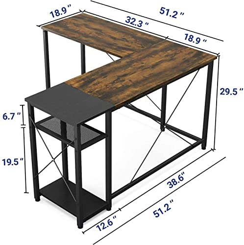 Image of Wooden Computer Table with Metal Shelves | Office Desk | Computer Desk | Kids Table for Kids Room | Office | Library | Study Room | Living Room | Finish Color - Natural Teak Finish |