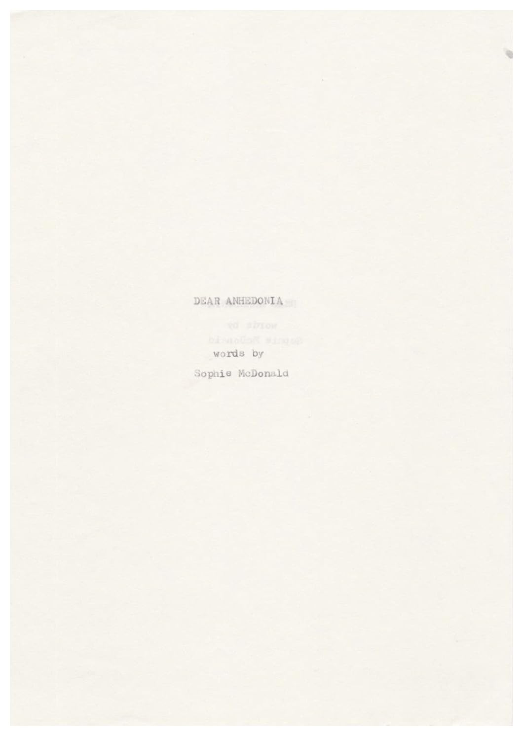 Dear Anhedonia