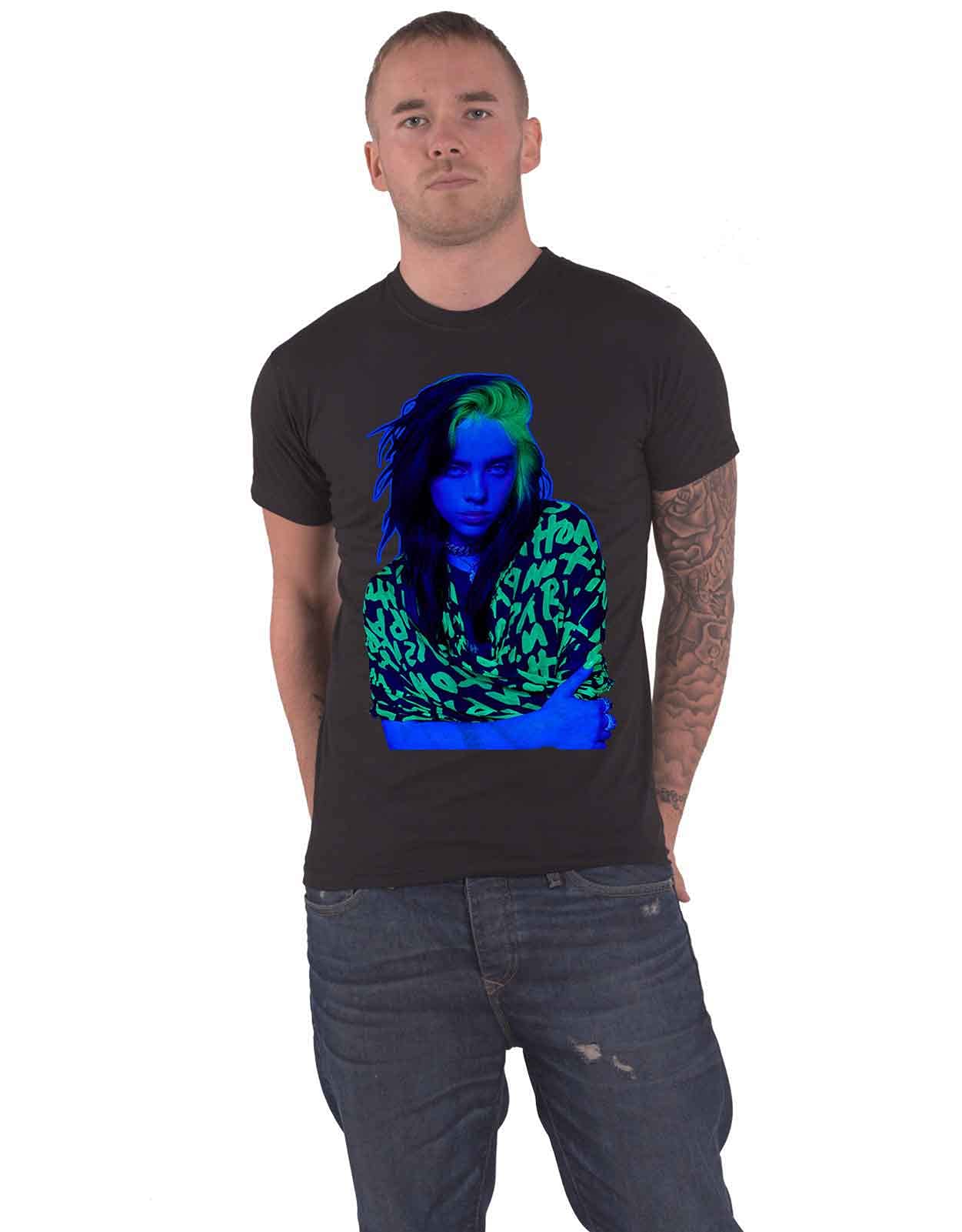 Billie Eilish T Shirt Press Photo Portrait Logo Official Black Unisex XXL