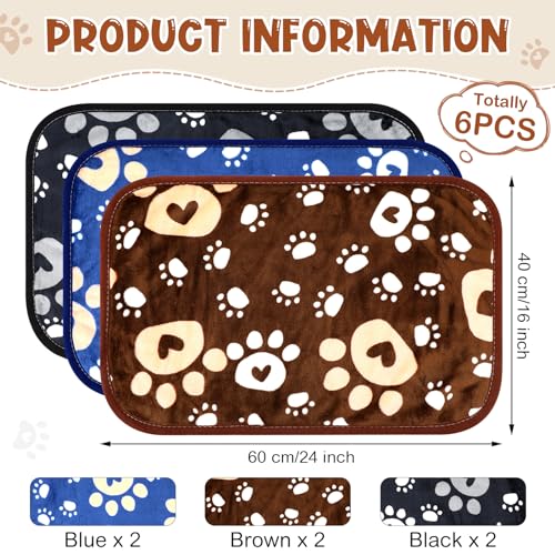 Peryiter-6-Pcs-Dog-Blankets-Fluffy-Fleece-Pet-Blanket-Soft-Fleece-Dog-Blanket-Cover-Warm-Sleep-Mat-for-Bed-Couch-Paw-and-Heart-Print-Washable-Puppy-Cat-Blanket-Throw-Mat-for-Dog-Kitten-Small-Animals