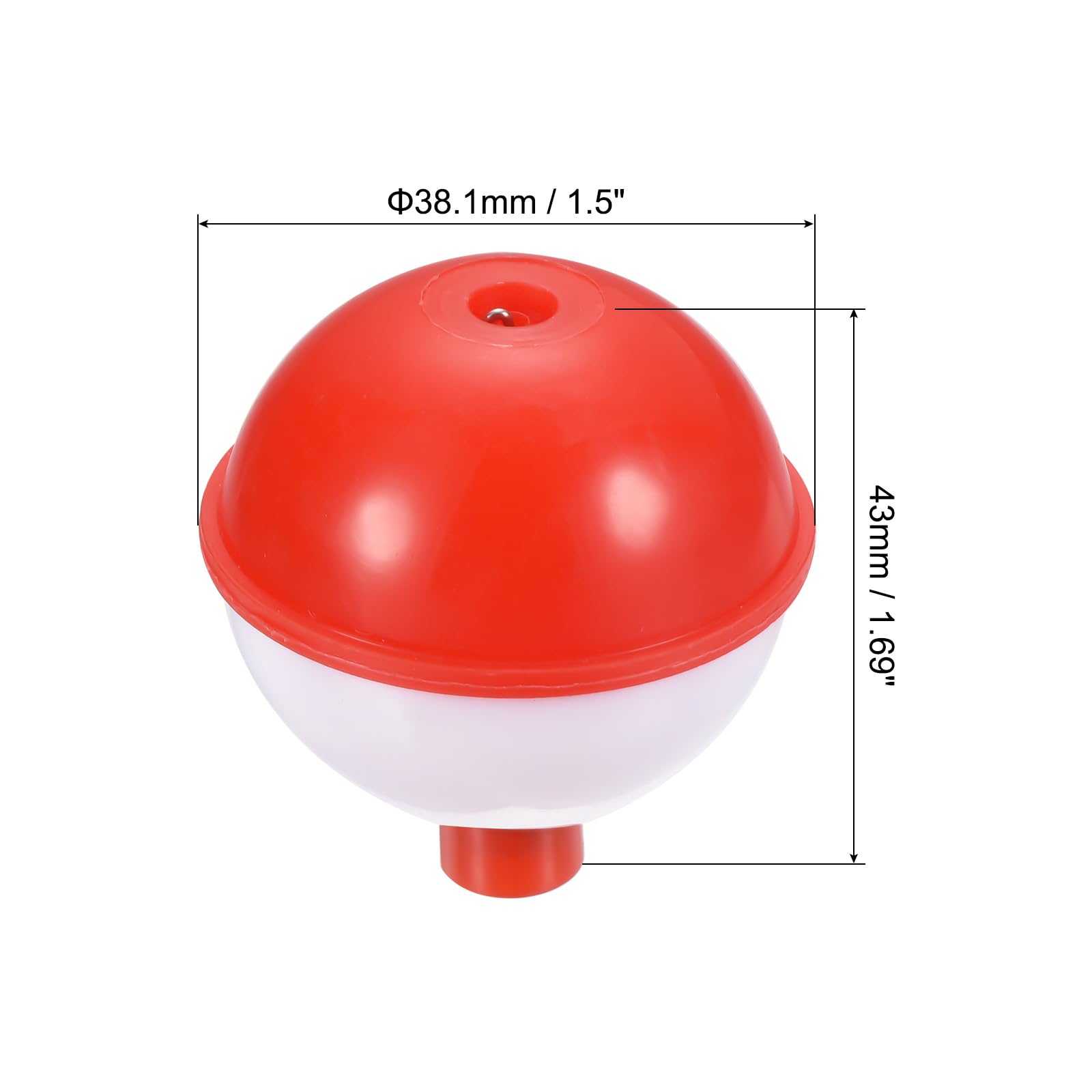 PATIKIL 1.5 Inch Fishing Bobber, 16 Pack Hard ABS Push Button Round Buoy Fishing Float Tackle, Red and White