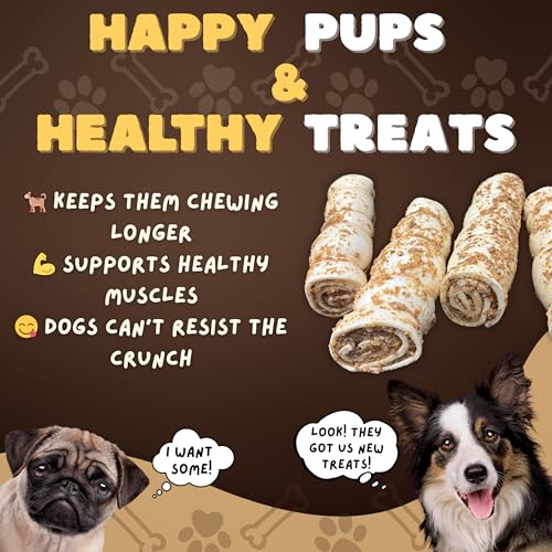 Image of Woofley's 10-12 inch Bully Dusted Beef Cheek Roll - (5 Count)- Beef Cheek Rolls for Dogs - Long Lasting Natural Dog Chews