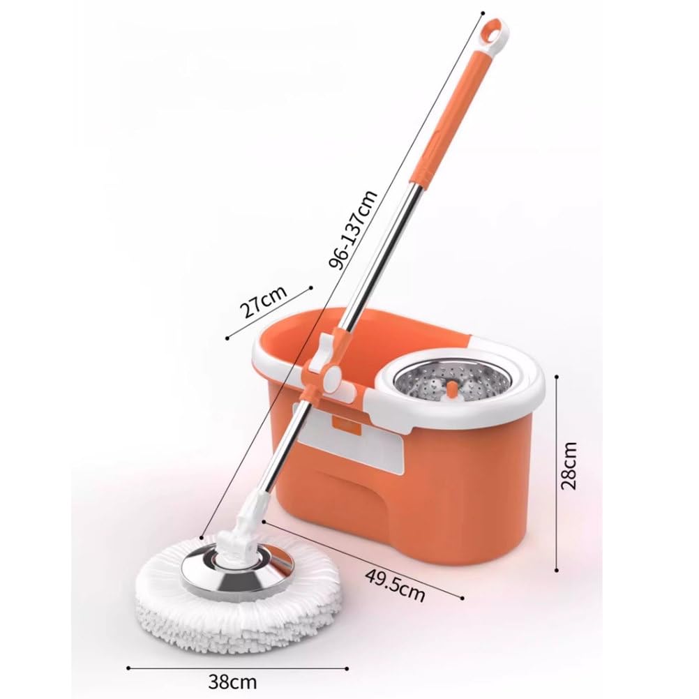 Cubo para fregona giratoria con Juego de escurridor - Trapeador Giratorio de 360° y Cubo Interior Desmontable para trapeador - 5 recambios de Cabezales de Microfibra
