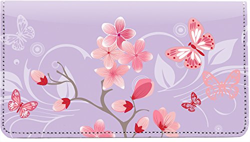 Cherry Blossoms Personal Leather Checkbook Cover for Top Tear Personal Checks - //coolthings.us