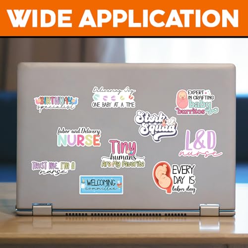 Image of MAIANEY | L&D Nurse Sticker Pack - 10PCS, 3x3 inch, Funny Labor and Delivery Nurse Stickers, Waterproof Vinyl Stickers, NICU, Midwife, RN, Occupation Stickers, Gift, Laptop Water Bottle Decor
