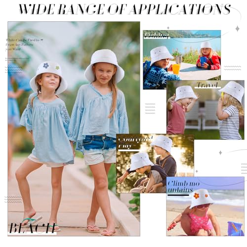 Cozypower Kids White Bucket Hat Bulk Summer Fishing Hats Washed Cotton Packable Beach Hat Travel Outdoor Girls Boys3
