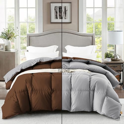 Image of Reversible Heavy Winter Comforter Single Size 60 inchX90 inch | 600 GSM Fill for Winter Comforter /Rajai /Duvet /Blanket Hotel Luxury Soft Fluffy Single Size - Chocolate Brown /Silver Grey Color