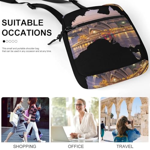 Sydney Opera House Australia Map Women's Cute Small Mini Crossbody Bag Top Zip Sling Square Shoulder Bags4
