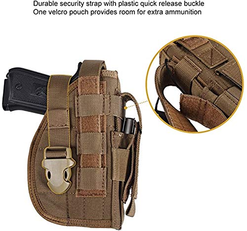 Gexgune Universal Tactical Gun Holster Right Hand Molle Pistol Holster Combat Airsoft Waist Belt Holster Black Tan Green Multicam For Right Hand (Tan) #TOP2