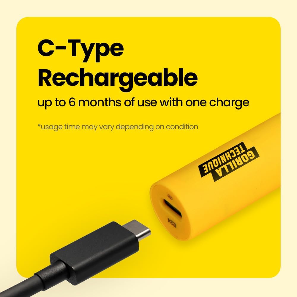 Gorilla Technique Nose Ear Hair Trimmer for Men, Rechargeable 2-in-1 Trimmer for Nose Ear Eyebrow Hair Removal, No Pull No Snag Grooming with High-Speed 10,000rpm Motor, 2 Heads - Image 5