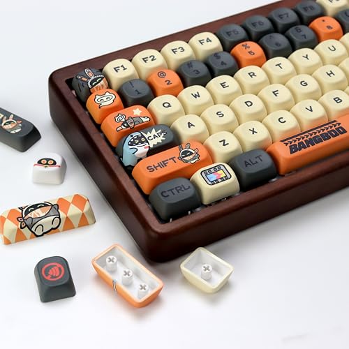 Image of KBDiy ZZZ Cute Bangboo Keycaps Set 133 Keys KOA Profile Dye-Sublimation Kawaii Rabbit Art Keycaps for Cherry Gateron MX Switches Gaming Mechanical Keyboards