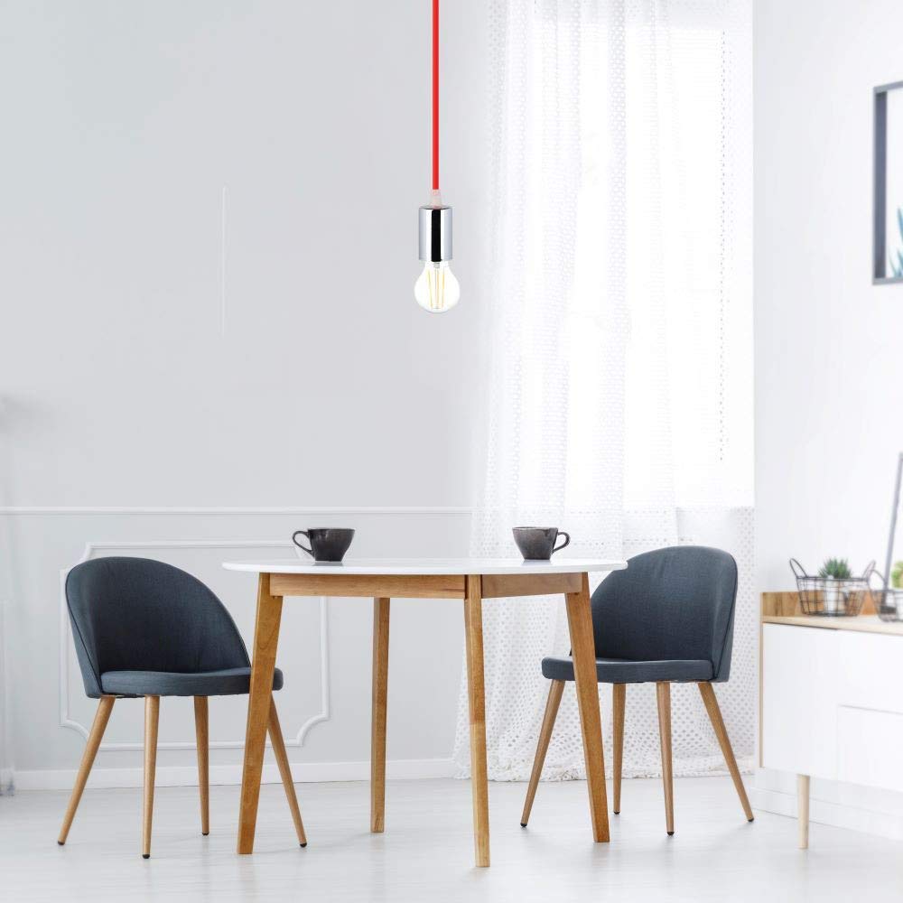 V-TAC VT-7338 Indoor E27 Chrome,Red Ceiling Lighting - Lamp (Chrome,Red,Surfaced,Cylinder,Modern,1 Bulb(s), E27) - Image 3