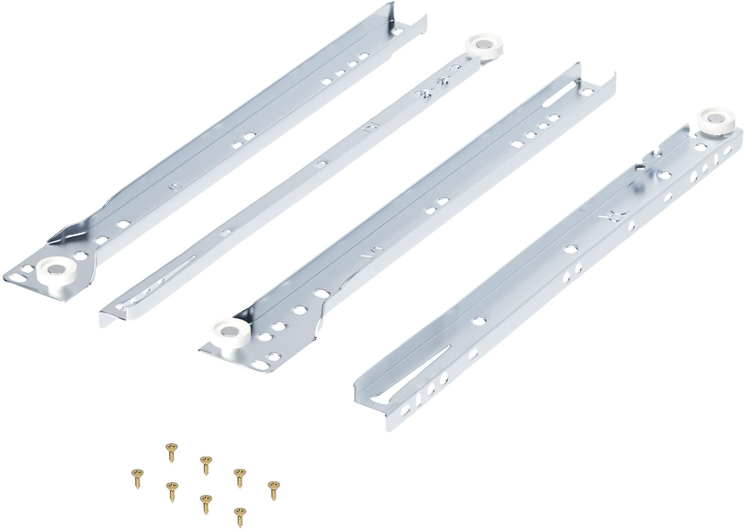 Photo 1 of 12 Inch Drawer Slides Kit, Undermount Drawer Rails Side Mount Slide Hardware, Bottom Mount Replacement Steel Tracks for Dresser Drawers Cabinet, Heavy Duty White 4PCS