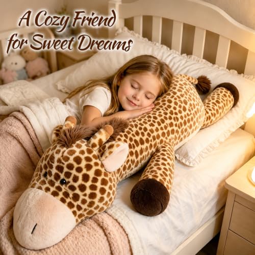 Image of MMguai 40inch Giant Giraffe Stuffed Animal, Cute Cuddly Stuffed Giraffe Plush Toy Pillow, Big Large Soft Giraffe Plushie Gift for Kids, Adults, Boys & Girls, Birthday
