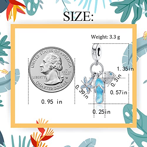 Luxglitterlin Beach Flip Flop Slipper Charm Starfish Sea Shell Bule Enamel Bead For Pandora Bracelets, Aut-42_Ocean #TOP5