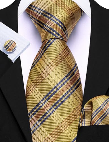 Image of Barry.Wang Men 6PCS Tie Silk Gift Necktie Clip Woven Tie Sets Party