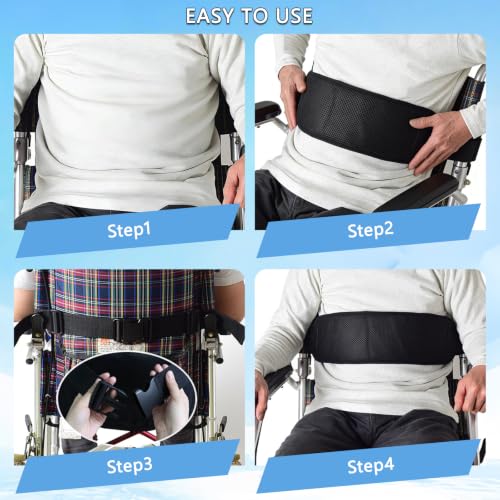 Image of Wheelchair Seatbelt,Wheelchair Harness for Adults,Safety Belt for the Elderly,Adjustable Straps for Dementia Patients Falling Out Prevention,Adults,The Elderly,Pregnant,Paralyzed(Black)