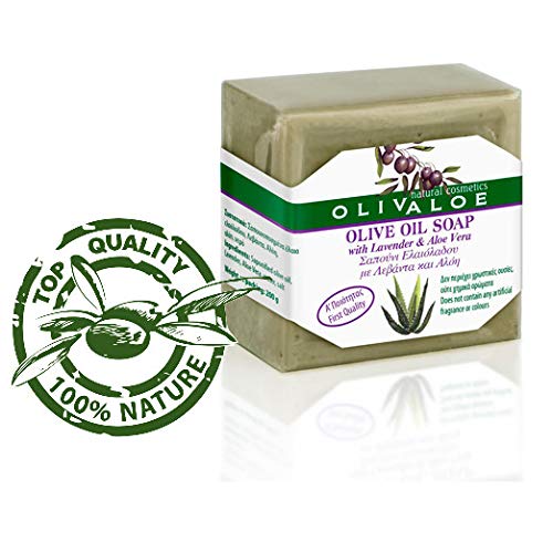 OLIVALOE Jabón tradicional de aceite de oliva con aloe vera y aceite de lavanda, 200 g Cover