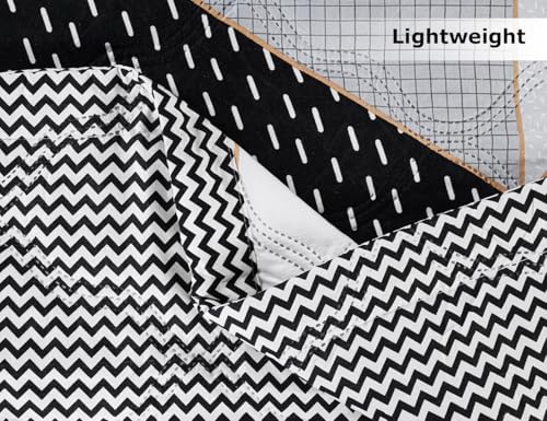 Image of Amazon Brand - Umi 100% Cotton Quilted /Ultrasonic 280 Tc Printed King Size Soft Bed Cover /Bedsheet /Bedspread Comforter with 2 Pillow Shams /Cover, (Luxurious, 90 x100 inches, White & Grey & Black)