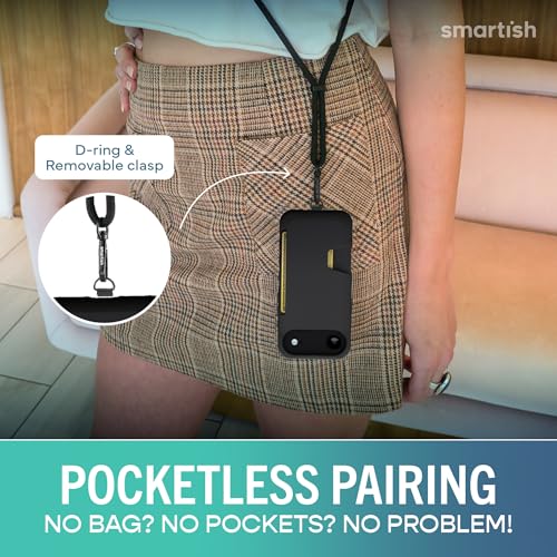 Image of Smartish iPhone Air Wallet Case + Crossbody Lanyard Strap - [Slim + Protective] Phone Case Credit Card Holder + Universal Detachable Shoulder Neck Strap for Apple iPhone Air - Black Tie Affair