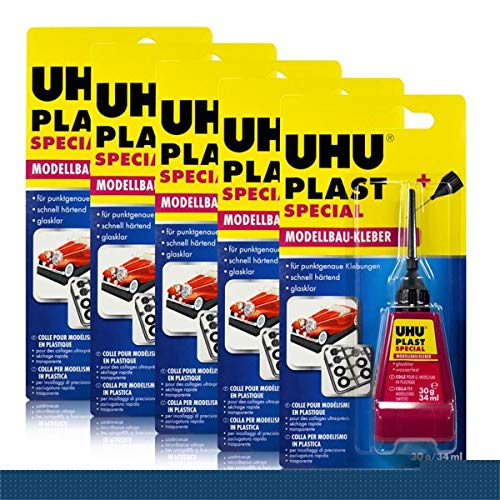 Preisvergleich Produktbild 5x UHU Plast Special Modellbau Kleber 34 ml
