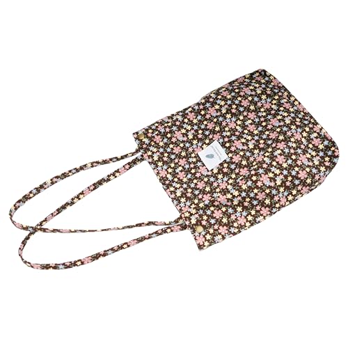 Image of TOPASION Cute Corduroy Tote Bag Canvas Shoulder Handbags for Women Travel Shopping