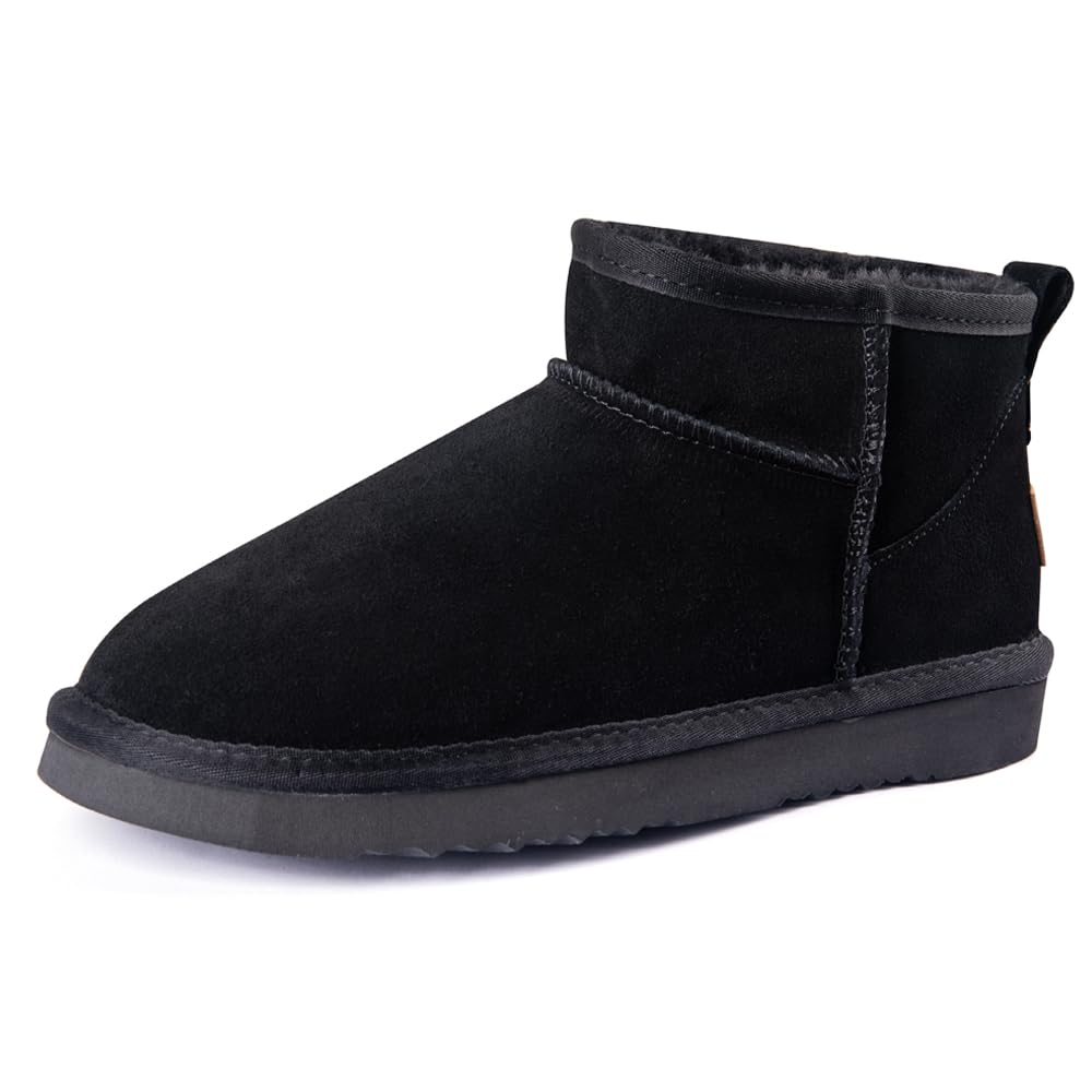 Veilante Damen Schneestiefel wasserdichte Leder Winterstiefel rutschfeste warme gefütterte Winterboots