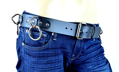 Velvetcrow Bondage Belt Genuine Black Leather Hanging Large Ring (40)