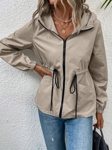 Generic Khaki Womens Casual Coat: Perfect for Fall and Winter with a Stylish Drawstring Waist - Image 5