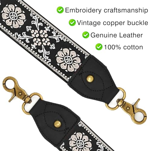 Image of Purse Strap Wide Shoulder Strap Replacement Crossbody Handbag Adjustable Embroidery Guitar Style Bag Strap