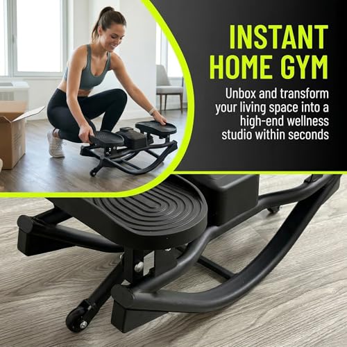 Image of Rocking Stepper, Portable Home Fitness Rock Stepper Side to Side with Digital Display & Elastic Rope, 320LBS Capacity, Aerobic Workout for Leg & Glute Training, Home Office Apartment Use (Black)